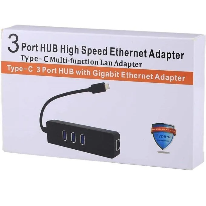 3-Port USB 3.0 Hub with Ethernet - High Speed