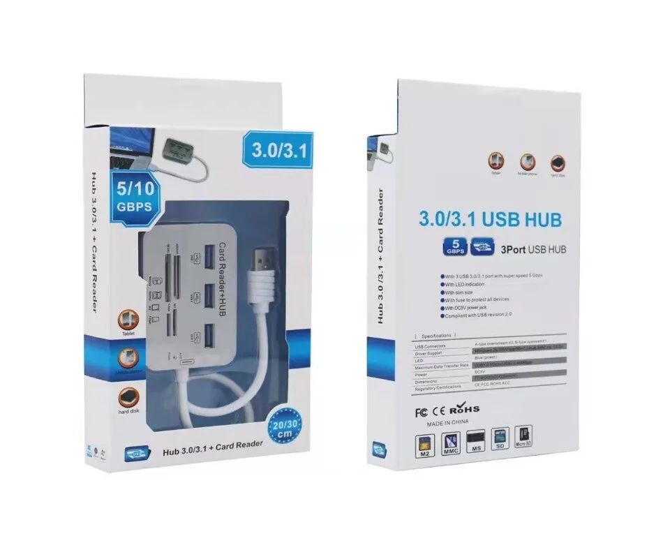3-Port USB 3.0 Hub with Card Reader (MS/SD/M2/TF) #2 view 1