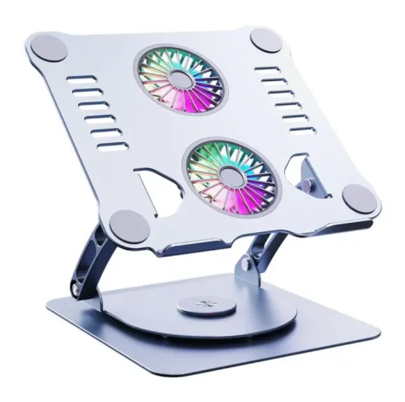 Metallic Laptop/Tablet Rotating Stand with Cooling Fans - up to 17"
