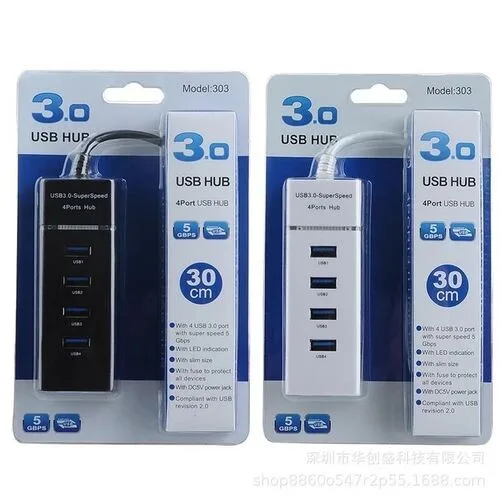 4-Port USB 3.0 Hub - USB Data Splitter with Cable view 2