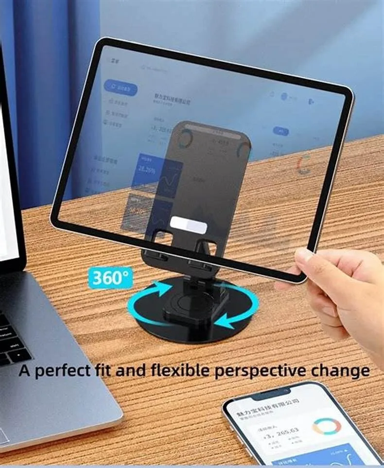 Metal Phone & Tablet Holder - Foldable Stand, fits 4-8"