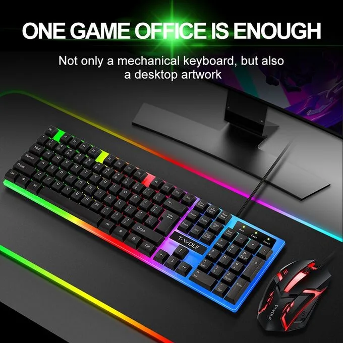 Gaming Keyboard and Mouse Set - RGB LED Backlight, USB view 1