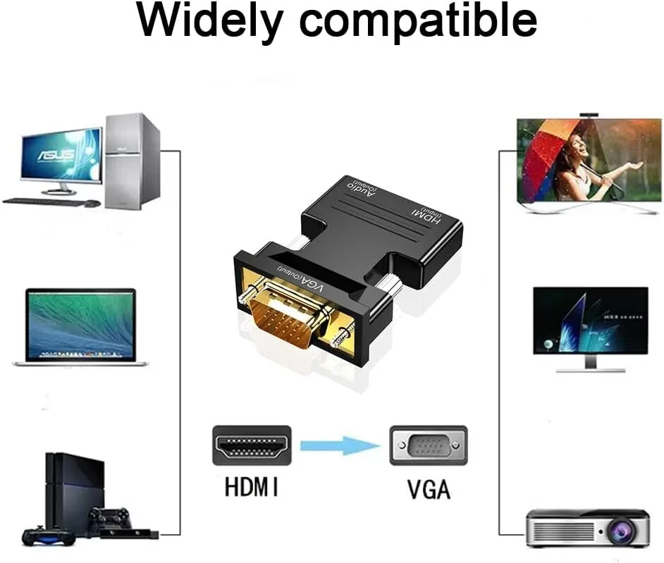 HDMI to VGA Adapter - 1080P, with Audio Cable