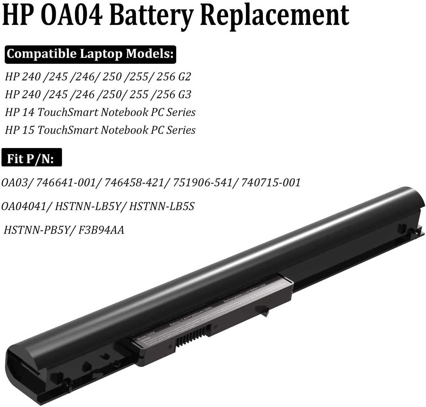 HP Laptop Battery 245 246 255 256 view 1