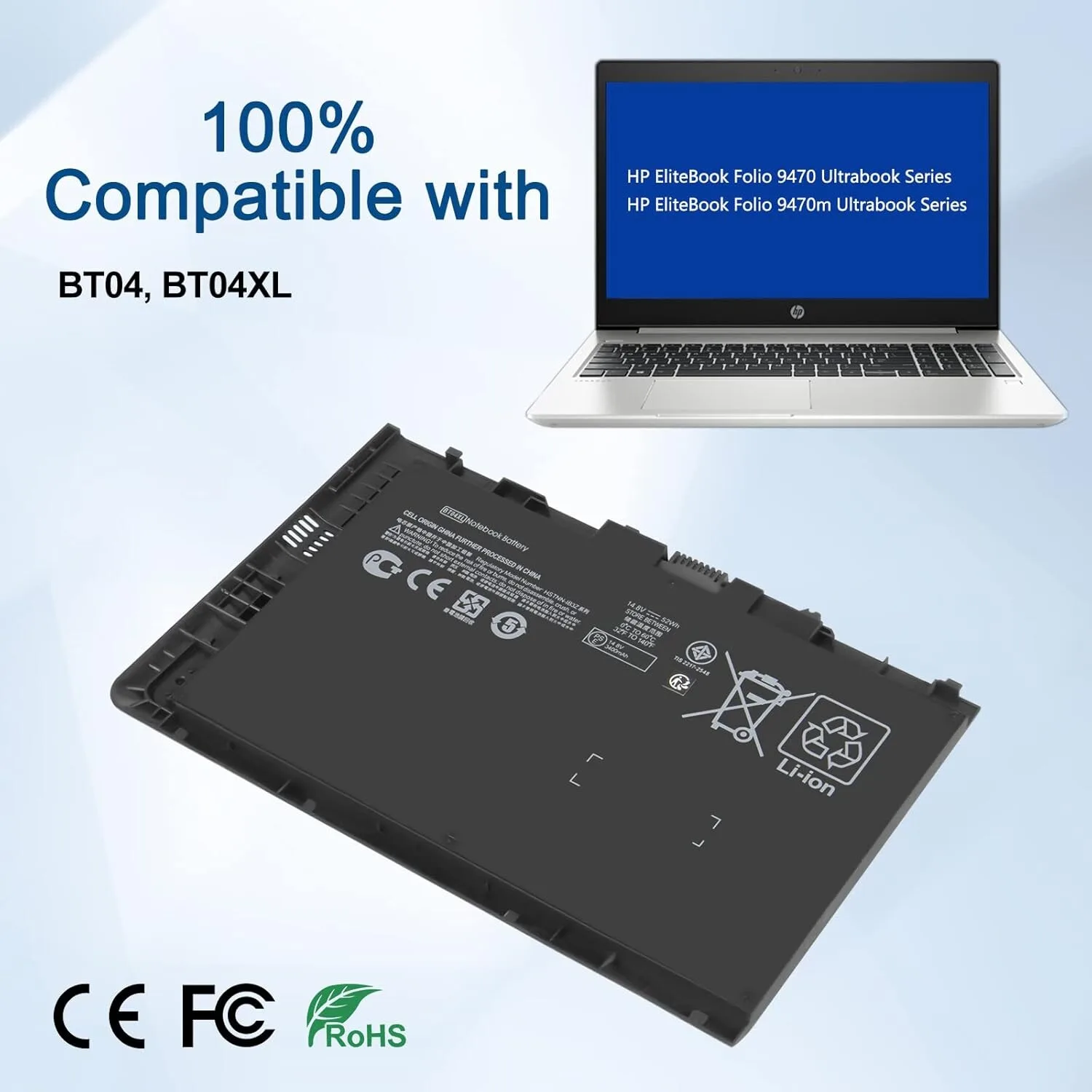 HP Laptop Battery Elitebook Folio 9470 9470M 9480M