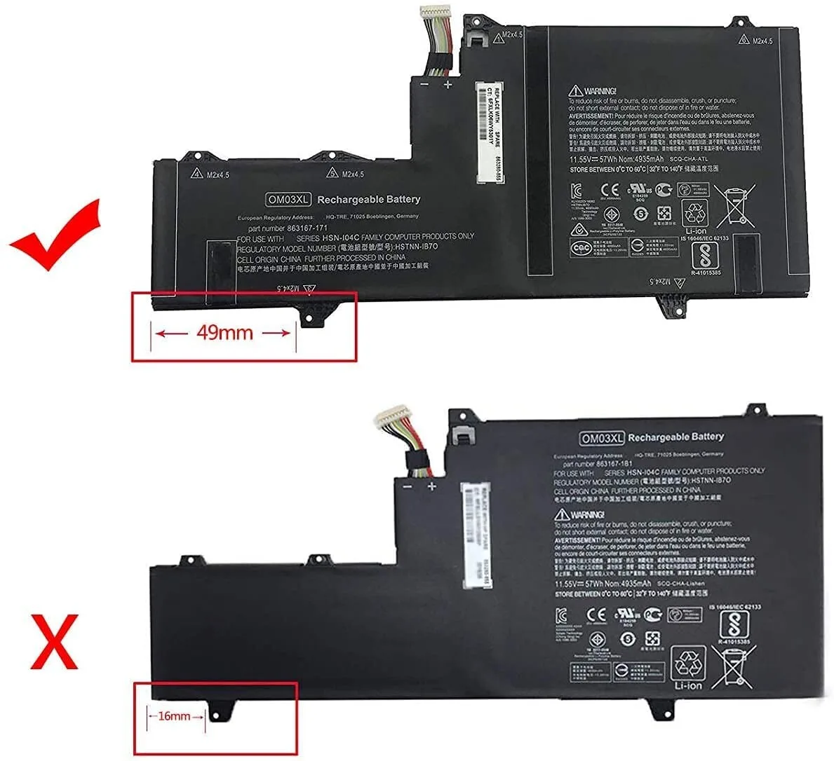 HP Laptop Battery Om03Xl Elitebook X360 1030 G2 view 1