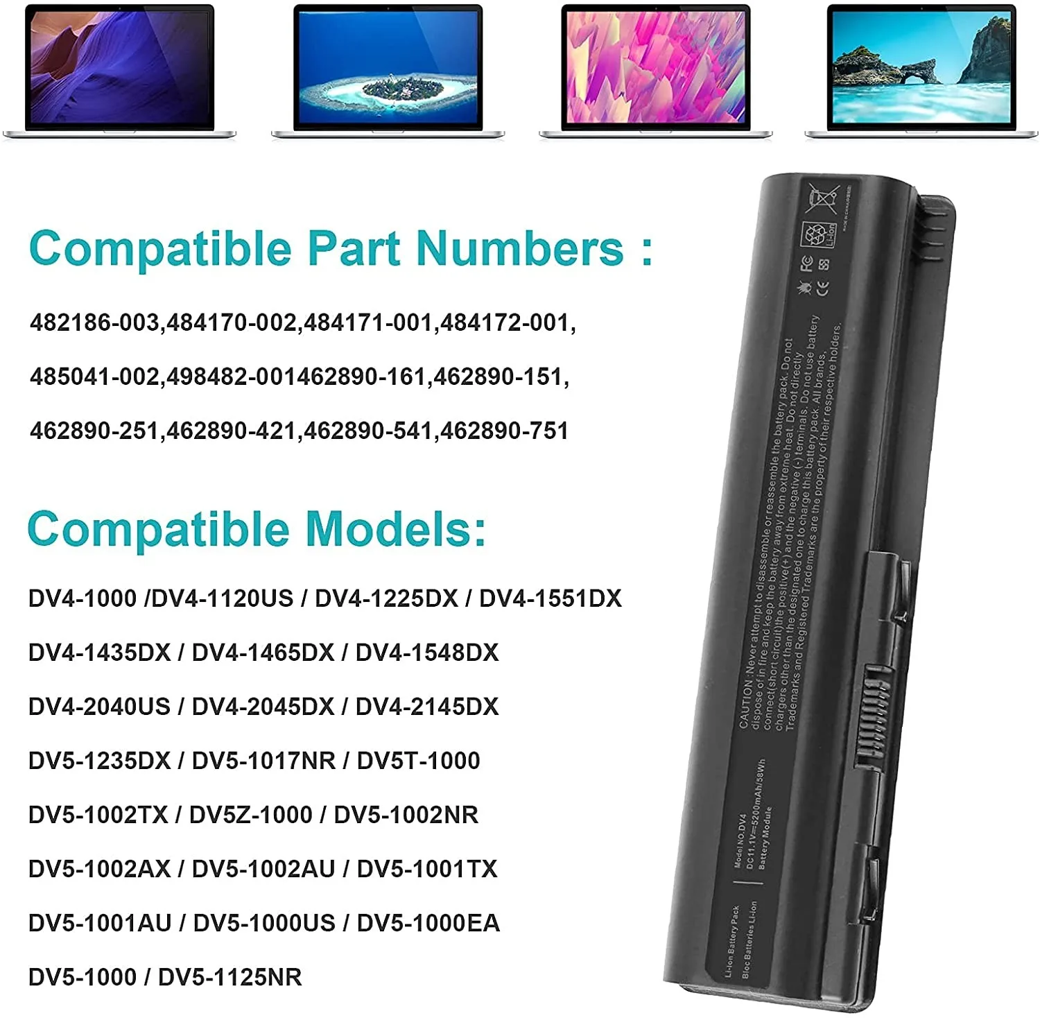 HP Laptop Battery Ev06 484170-001 For G61 view 1