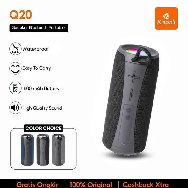 Kisonli Q20 Bluetooth Speaker - USB, SD, FM, AUX
