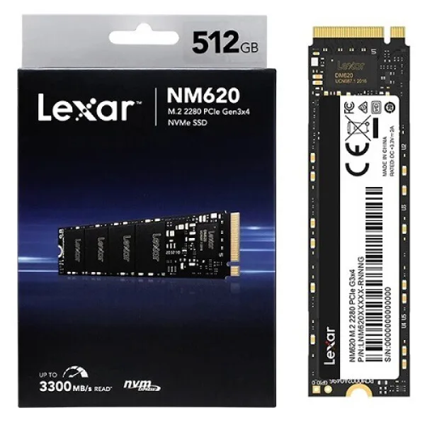 Lexar NM620 512GB NVMe SSD - M.2 2280, PCIe Gen 3x4 view 1
