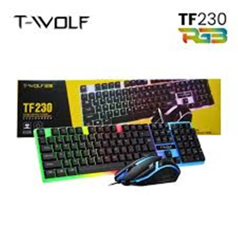 T-WOLF TF230 Wired RGB Keyboard and Mouse Set - 104 Keys view 1