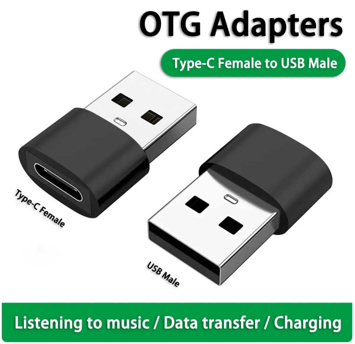 USB-A Male to USB-C Female Adapter - 5V/2A