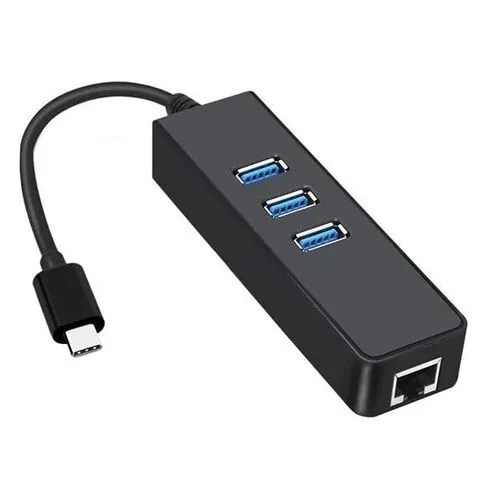USB Type-C to LAN with 3 USB 3.0 Ports