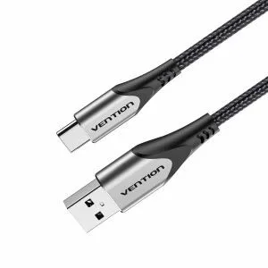 Vention Cotton Braided Type-C to HDMI Cable - 2M, Black Aluminium Alloy