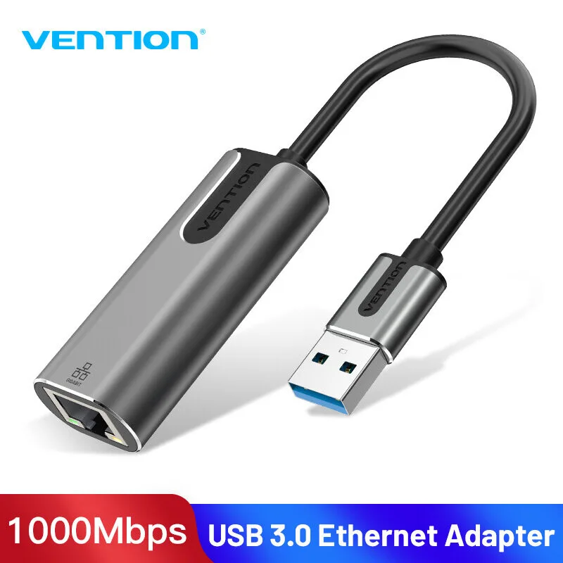 Vention USB 3.0 to Gigabit Ethernet Adapter - Grey, 0.15M, Aluminium Alloy