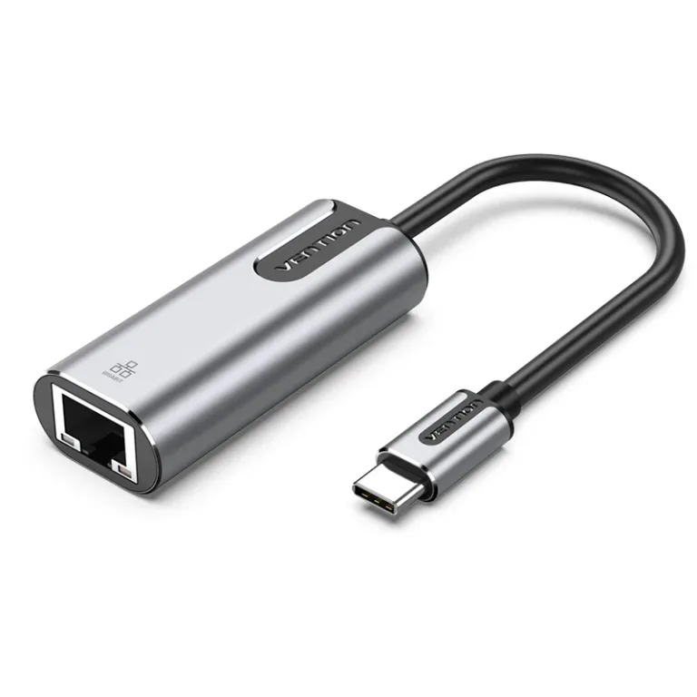 Vention USB-C to Gigabit Ethernet Adapter - 0.15M, Grey Aluminium Alloy