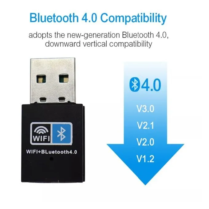 WiFi 4 (802.11b/g/n) and Bluetooth 4.0 Dual-Mode USB Adapter